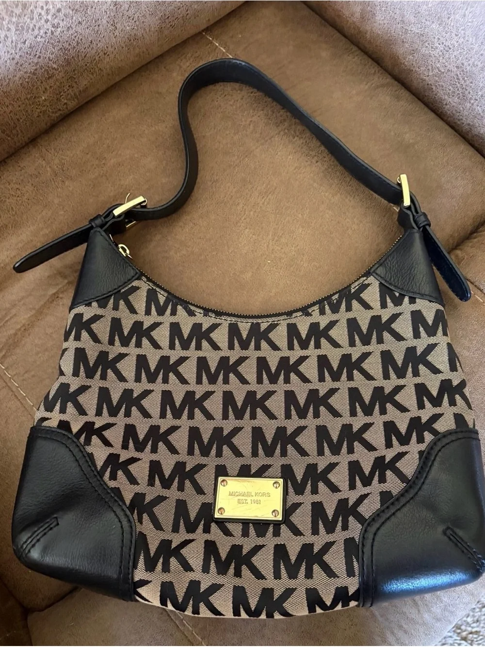 Michael Kors Black MK Logo Shoulder Bag